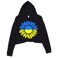 Sunflower Of Peace Ukraine Strong Vyshyvanka Crop Fleece Hoodie