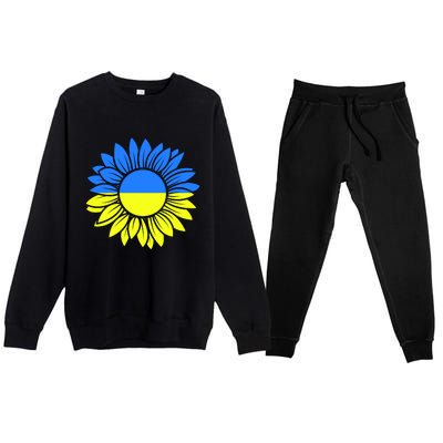 Sunflower Of Peace Ukraine Strong Vyshyvanka Premium Crewneck Sweatsuit Set