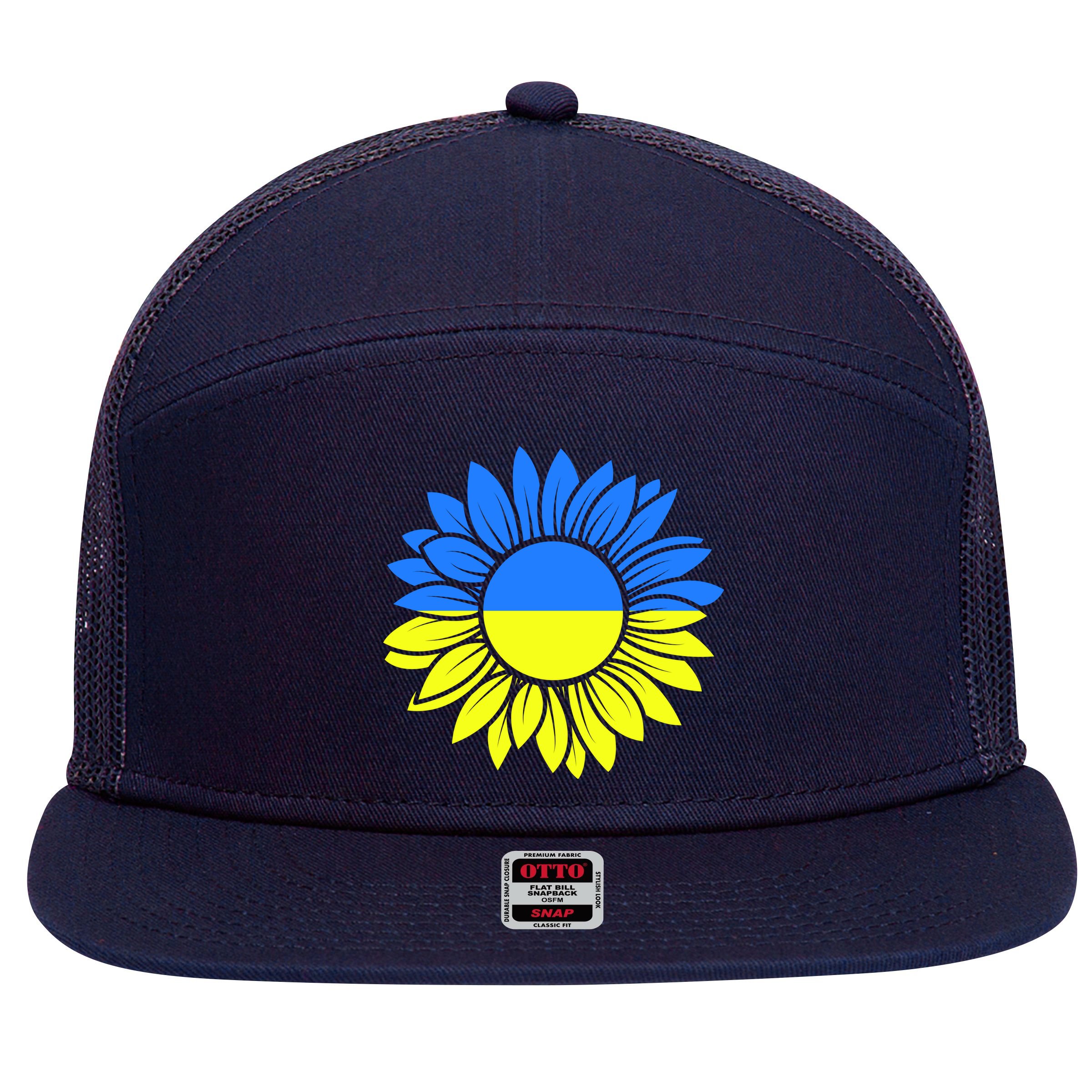 Sunflower Of Peace Ukraine Strong Vyshyvanka 7 Panel Mesh Trucker Snapback Hat