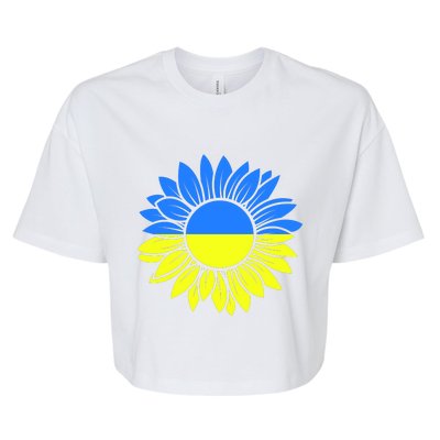 Sunflower Of Peace Ukraine Strong Vyshyvanka Bella+Canvas Jersey Crop Tee