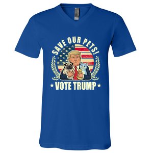 Save Our Pets Vote For Trump 2024 Trump Vance 2024 Election Gift V-Neck T-Shirt