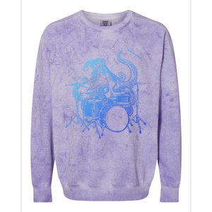 Seembo Octopus Playing Drums Drummer Drumming Musician Band Cute Gift Colorblast Crewneck Sweatshirt