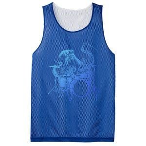 Seembo Octopus Playing Drums Drummer Drumming Musician Band Cute Gift Mesh Reversible Basketball Jersey Tank