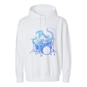 Seembo Octopus Playing Drums Drummer Drumming Musician Band Cute Gift Garment-Dyed Fleece Hoodie