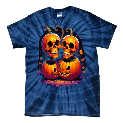 Scary Orange Pumpkin Skulls And Halloween Fall Colors Tie-Dye T-Shirt