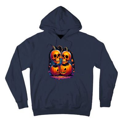 Scary Orange Pumpkin Skulls And Halloween Fall Colors Tall Hoodie