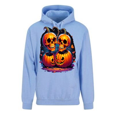 Scary Orange Pumpkin Skulls And Halloween Fall Colors Unisex Surf Hoodie