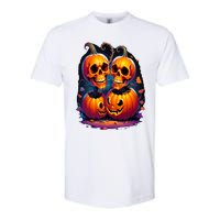 Scary Orange Pumpkin Skulls And Halloween Fall Colors Softstyle CVC T-Shirt