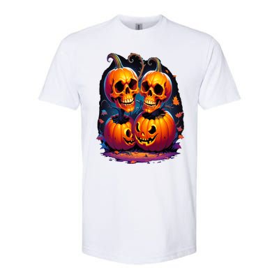 Scary Orange Pumpkin Skulls And Halloween Fall Colors Softstyle® CVC T-Shirt