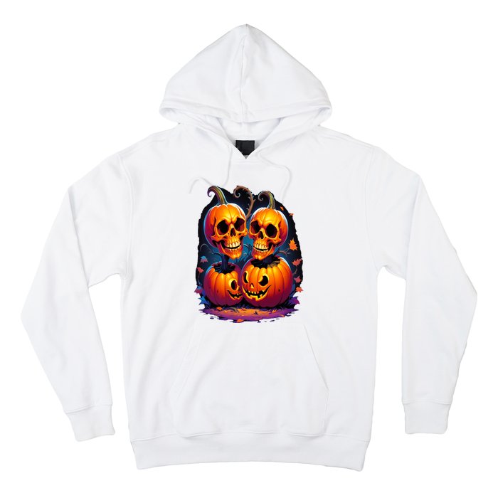 Scary Orange Pumpkin Skulls And Halloween Fall Colors Hoodie