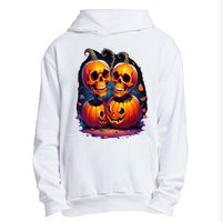 Scary Orange Pumpkin Skulls And Halloween Fall Colors Urban Pullover Hoodie