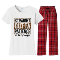 Straight Outta Patience Hashtag Mom Life Humor Mother's Day Women's Flannel Pajama Set