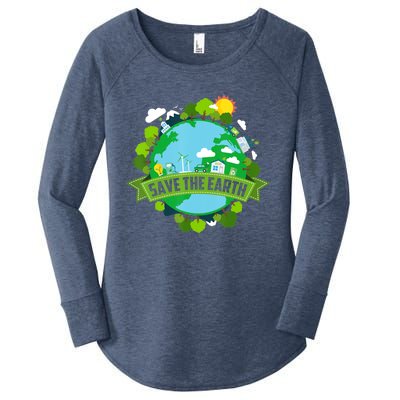 Save Our Planet Earth Day Meaningful Gift Women's Perfect Tri Tunic Long Sleeve Shirt