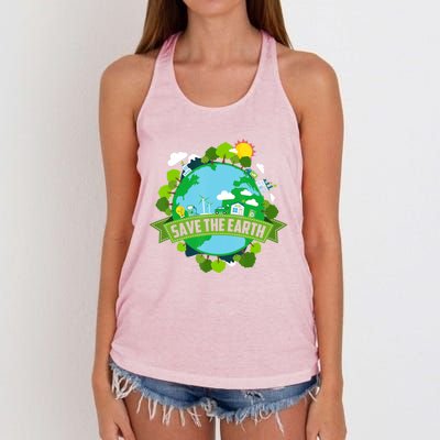 Save Our Planet Earth Day Meaningful Gift Women's Knotted Racerback Tank