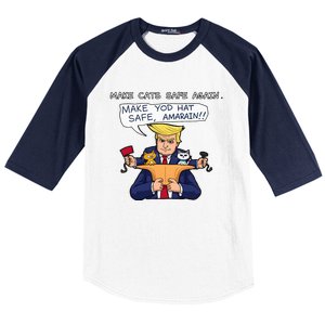 Save Our Pets Cats 2024 Make Pets Safe Again Vote Trump Baseball Sleeve Shirt