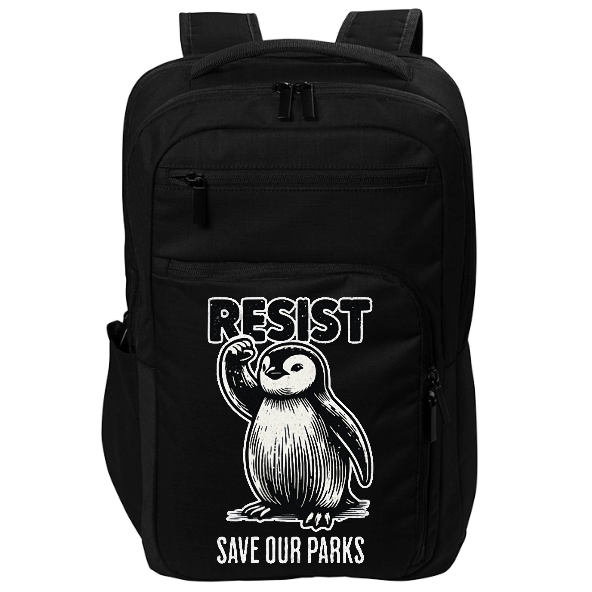 Save Our Parks Pocket Penguin Resist Protest National Parks Impact Tech Backpack