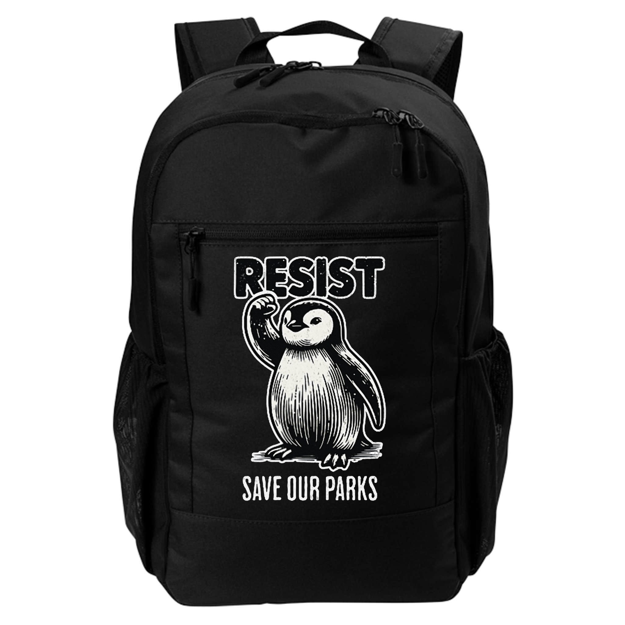 Save Our Parks Pocket Penguin Resist Protest National Parks Backpack