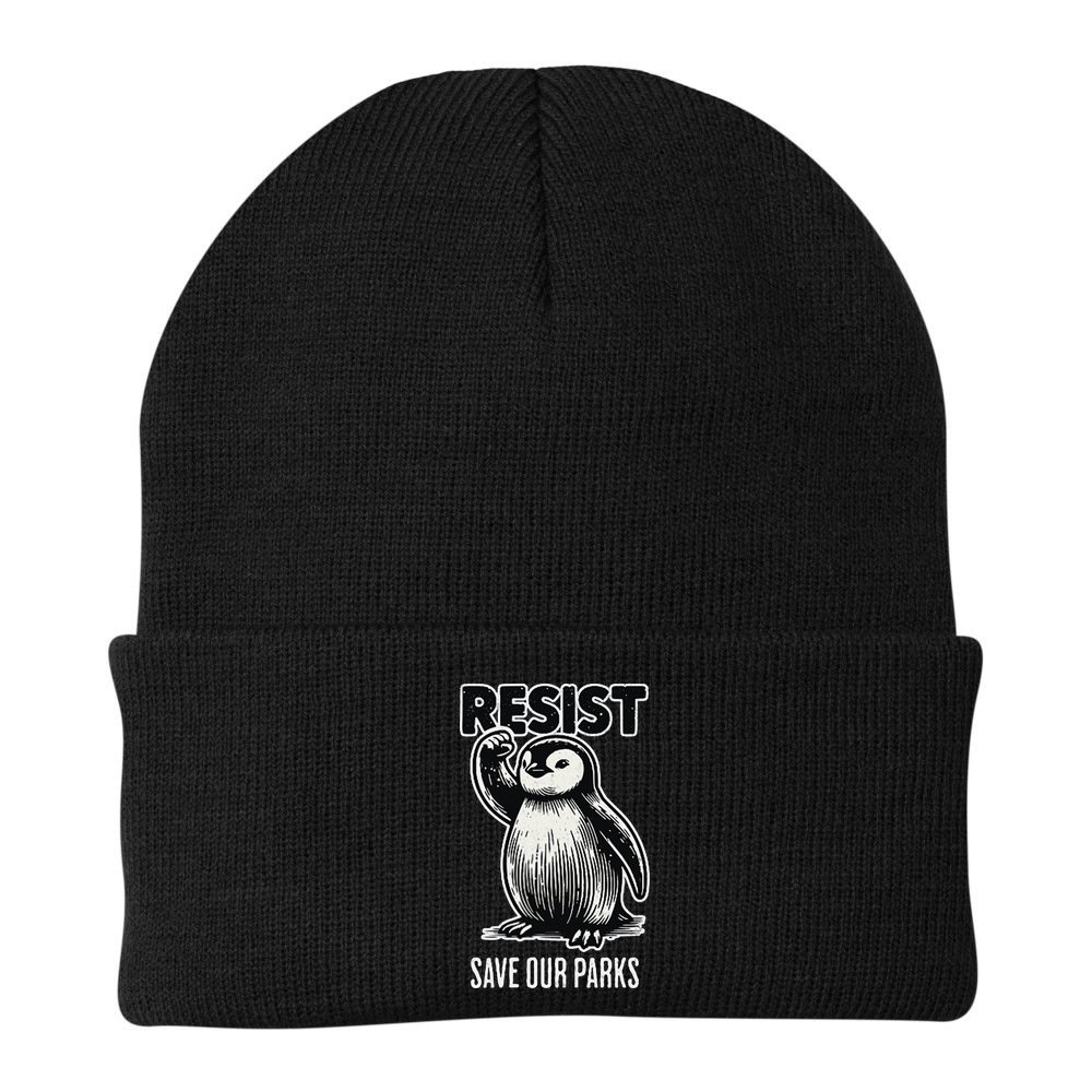 Save Our Parks Pocket Penguin Resist Protest National Parks Beanie