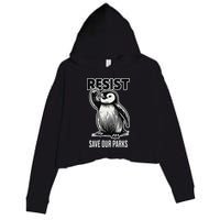 Save Our Parks Pocket Penguin Resist Protest National Parks Crop Fleece Hoodie