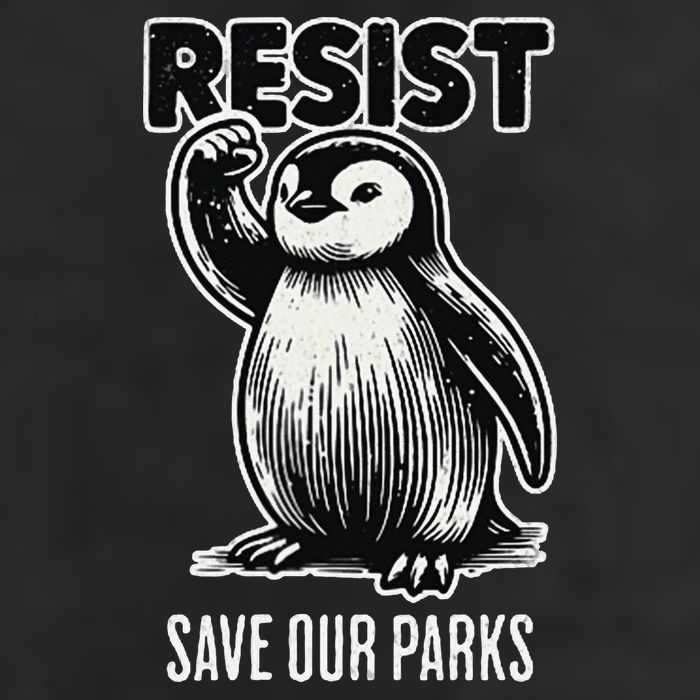 Save Our Parks Pocket Penguin Resist Protest National Parks Crop Fleece Hoodie
