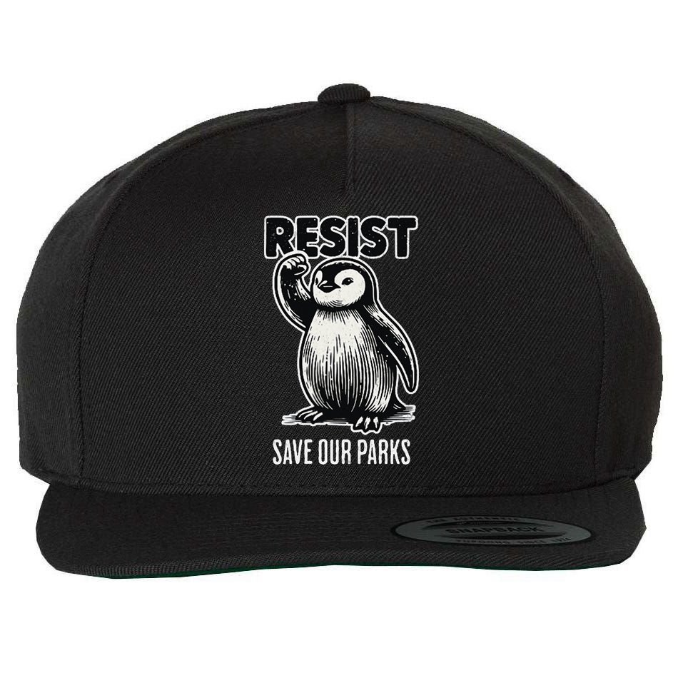 Save Our Parks Pocket Penguin Resist Protest National Parks Wool Snapback Cap