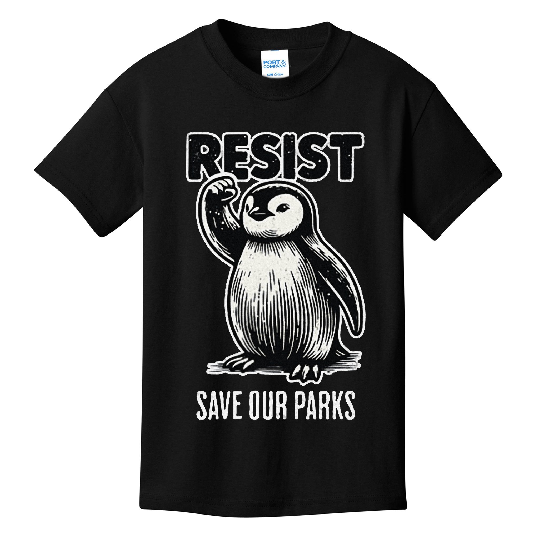 Save Our Parks Pocket Penguin Resist Protest National Parks Kids T-Shirt
