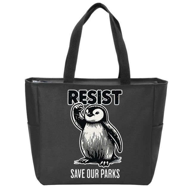 Save Our Parks Pocket Penguin Resist Protest National Parks Zip Tote Bag