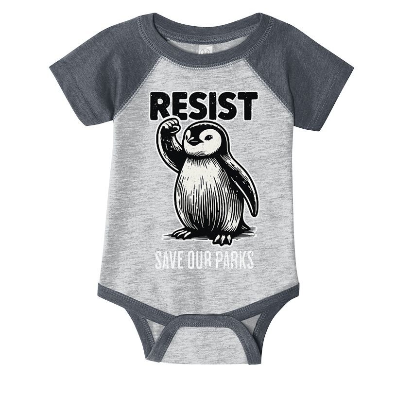 Save Our Parks Pocket Penguin Resist Protest National Parks Infant Baby Jersey Bodysuit