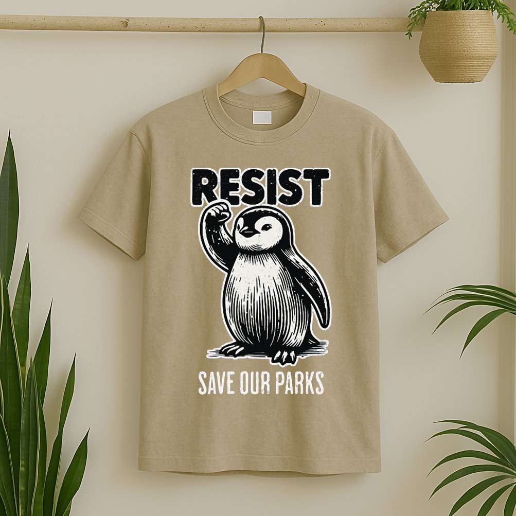 Save Our Parks Pocket Penguin Resist Protest National Parks T-Shirt