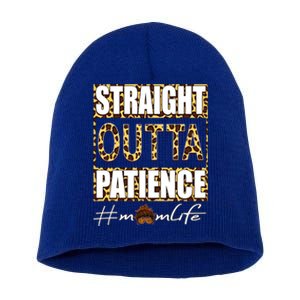 Straight Outta Patience Momlife Leopard Print Mothers Day Gift Short Acrylic Beanie