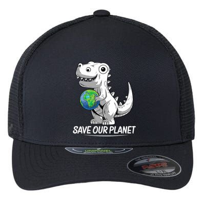 Save Our Planet Earth Day 2024 T Rex Environment Flexfit Unipanel Trucker Cap