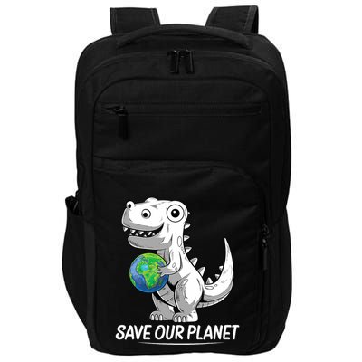 Save Our Planet Earth Day 2024 T Rex Environment Impact Tech Backpack