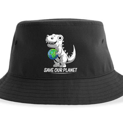 Save Our Planet Earth Day 2024 T Rex Environment Sustainable Bucket Hat