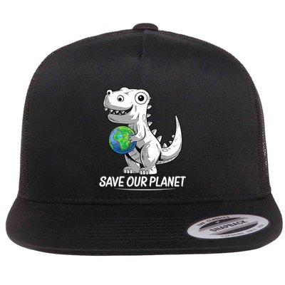 Save Our Planet Earth Day 2024 T Rex Environment Flatbill Hat