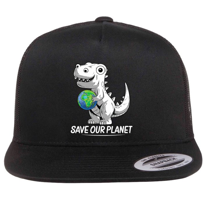 Save Our Planet Earth Day 2024 T Rex Environment Flatbill Hat