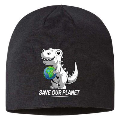 Save Our Planet Earth Day 2024 T Rex Environment Sustainable Beanie