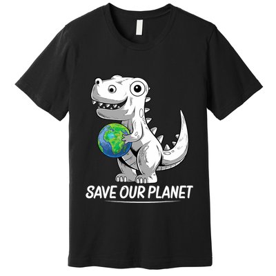 Save Our Planet Earth Day 2024 T Rex Environment Premium T-Shirt