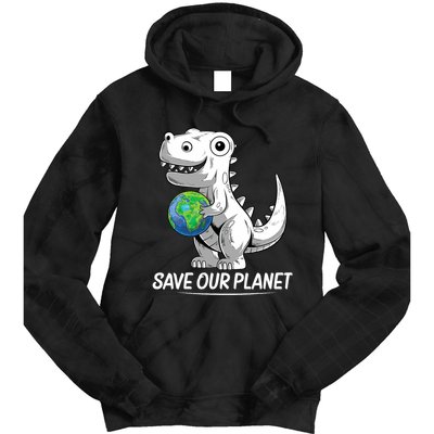 Save Our Planet Earth Day 2024 T Rex Environment Tie Dye Hoodie