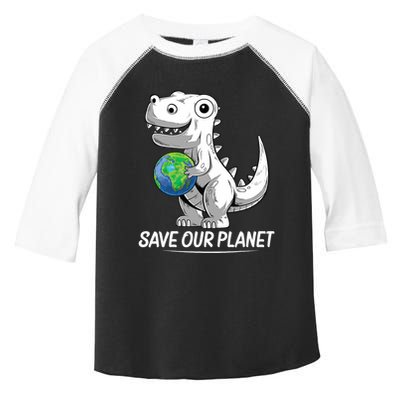 Save Our Planet Earth Day 2024 T Rex Environment Toddler Fine Jersey T-Shirt