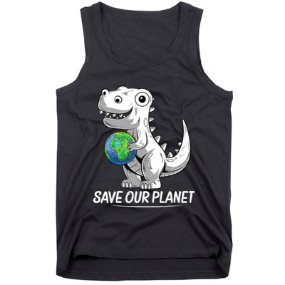 Save Our Planet Earth Day 2024 T Rex Environment Tank Top