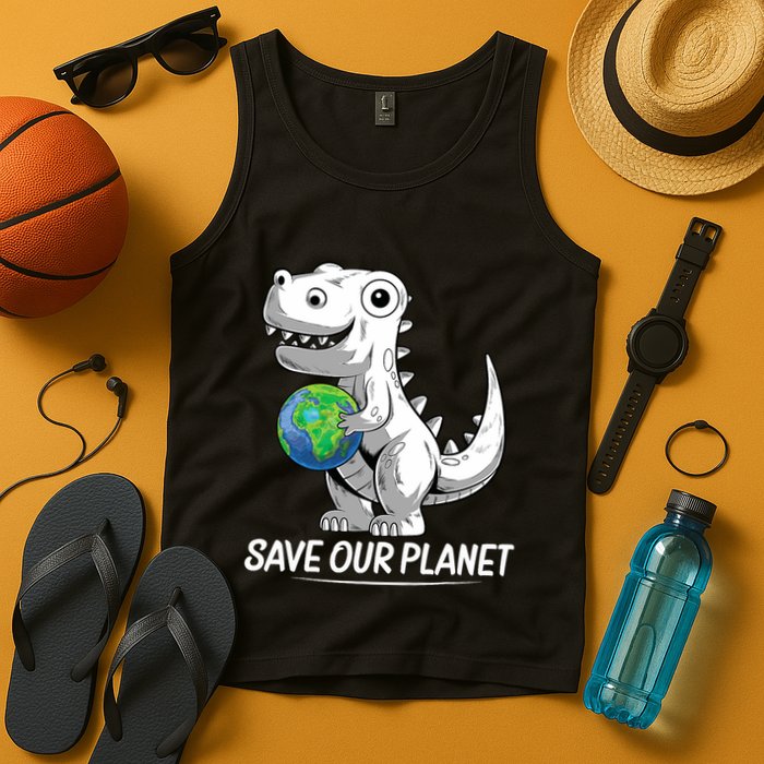 Save Our Planet Earth Day 2024 T Rex Environment Tank Top