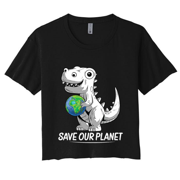 Save Our Planet Earth Day 2024 T Rex Environment Crop Top