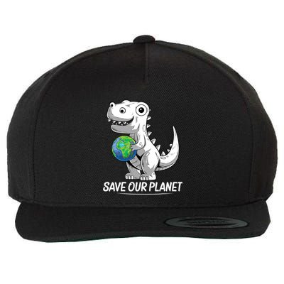 Save Our Planet Earth Day 2024 T Rex Environment Wool Snapback Cap