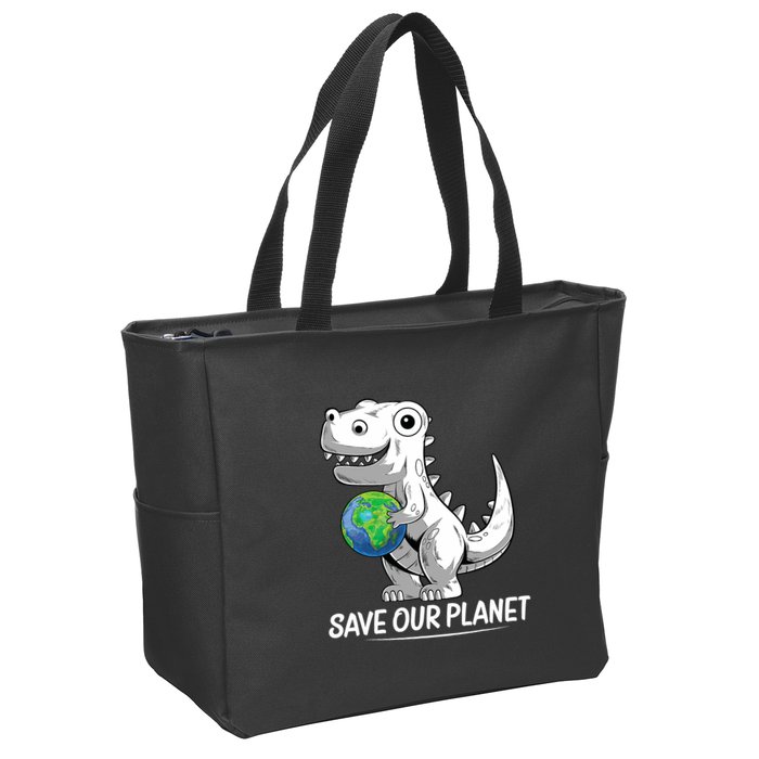Save Our Planet Earth Day 2024 T Rex Environment Zip Tote Bag