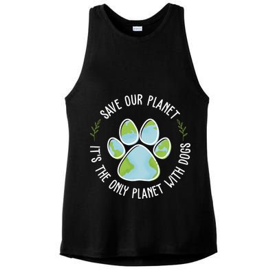 Save Our Planet It's The Only Planet With Dogs Earth Day Ladies PosiCharge Tri-Blend Wicking Tank