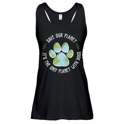 Save Our Planet It's The Only Planet With Dogs Earth Day Ladies Essential Flowy Tank