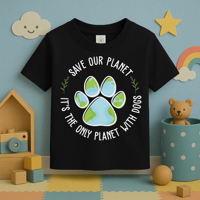 Save Our Planet It's The Only Planet With Dogs Earth Day Toddler T-Shirt