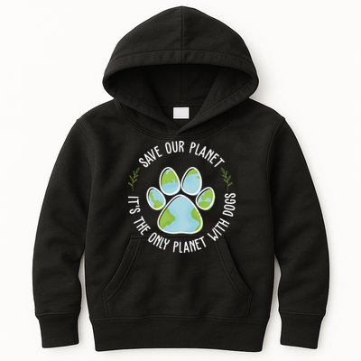 Save Our Planet It's The Only Planet With Dogs Earth Day Kids Hoodie