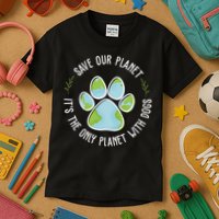 Save Our Planet It's The Only Planet With Dogs Earth Day Kids T-Shirt