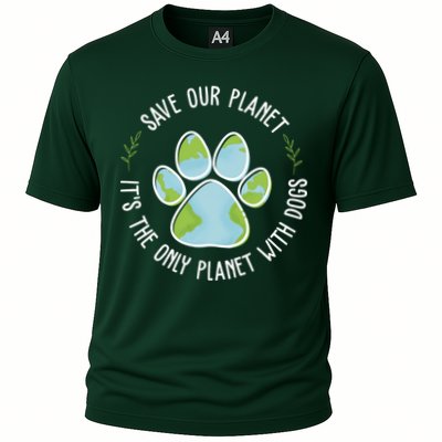 Save Our Planet It's The Only Planet With Dogs Earth Day Cooling Performance Crew T-Shirt